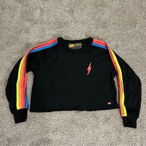 Aviator Nation bolt embroidery classic cropped crew sweatshirt